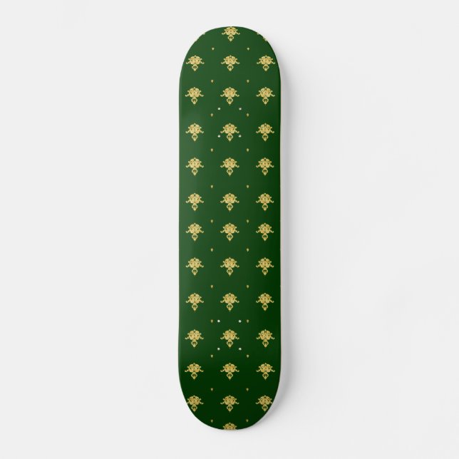 Skate Elegante Verde e Dourado Damasco (Frente)