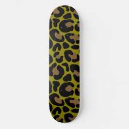 Skate Elegante Verde Oliva & Impressão de Leopardo Preto