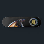 Skate *~* Elemental Metálico Fúria AZUL Dragon AP88<br><div class="desc">(Pesquise no código AP88 para localizar itens semelhantes ) Transferência fácil para outros produtos Zazzle. Element DRAGON (DRAGÃO de elemento) com ANEL de FIRE / FLAMES / FLAME e MONOGRAMA INICIAL para seu nome - Mantenha ou edite ou exclua o texto. Este famoso skate tradicional chinês estilo personalizado pro Element...</div>