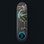 Skate *~* Elemento Azul AP88 Dragão Elemental Fierce<br><div class="desc">(Pesquise no código AP88 para localizar itens semelhantes ) Transferência fácil para outros produtos Zazzle. Element DRAGON (DRAGÃO de elemento) com ANEL de FIRE / FLAMES / FLAME e MONOGRAMA INICIAL para seu nome - Mantenha ou edite ou exclua o texto. Este famoso skate tradicional chinês estilo personalizado pro Element...</div>