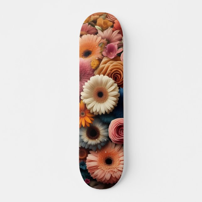 Skate Eleve Seu Espaço Gerbera Daisy Floral Colorida  (Frente)