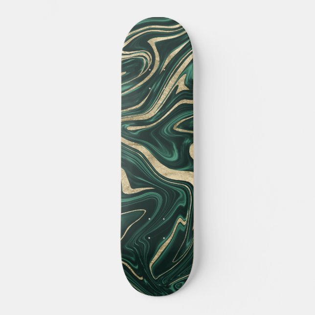 Skate Emerald Green Black Marble Dourado #1 #decor #art (Frente)