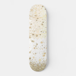 Skate Encantando Mandala com Douradas Estrelas sobre Bra