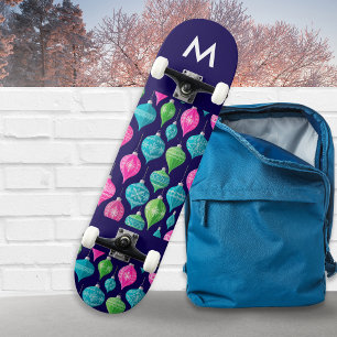 Skate Enfeites Coloridos de Natal Monogramados