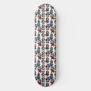 Skate Engraçado Boxing Cat Dog Pattern Design