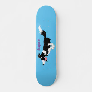 Skate Engraçado Cão da Borda Collie executando desenho a