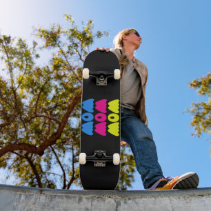 Skate Engraçado, cor-de-rosa, dizendo amarelo-rosa simpl