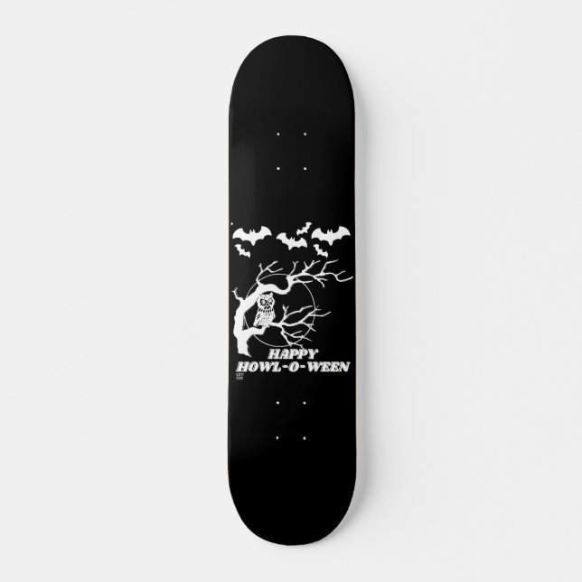 skate engraçado "HAPPY HOWL-O-WEEN" (Frente)