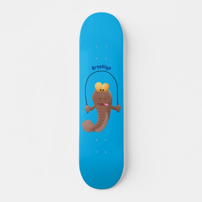 Skate Engraçado saltando desenho de peixe (Frente)