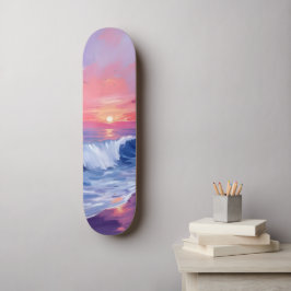Skate Enseada de Algodão Doce | Aquarela de Oceano Rosa