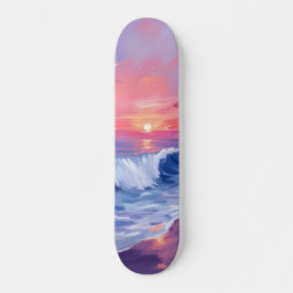 Skate Enseada de Algodão Doce | Aquarela de Oceano Rosa