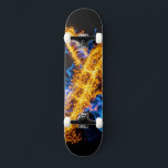Skate Epic Blue Orange Flame Abstract Magic Energy<br><div class="desc">Hit the streets with unparalleled, explosive energy using this spectacular elemental skateboard deck. The artwork features a breathtaking, glowing energy core that perfectly spans the length of the board. The intense collision of vibrant blue magical flames and roaring orange fire against the pure black background creates a raw, aggressive aesthetic...</div>