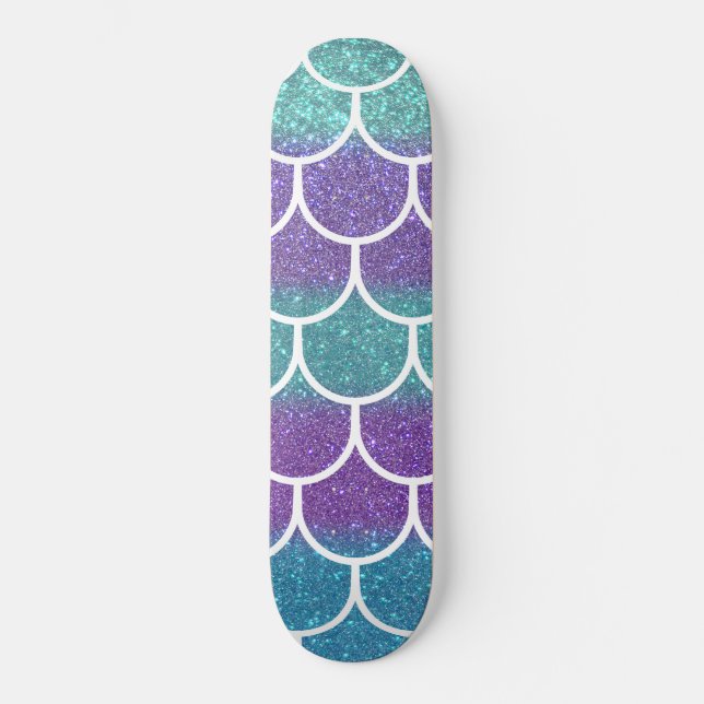 Skate Escalas de Scallop de Sereia com Glitter Roxo (Frente)
