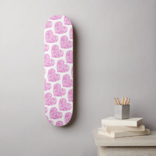 Skate Escrita à mão espiral coração rosa para o Dia dos 