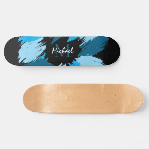 Skate Espadilhas de pinceladas com nome azul com monogra