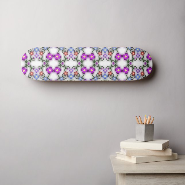 Skate Espetacular Olho das Flores Rosa (Arte de parede (Horz))