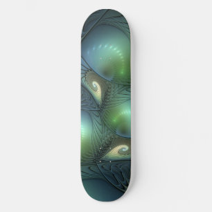 Skate Espirais Teal Beige Verde Abstrato Fractal