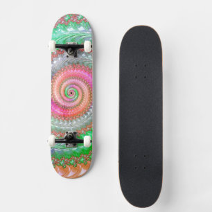 Skate Espiral Digital Abstrata Fractal Colorida Groovy