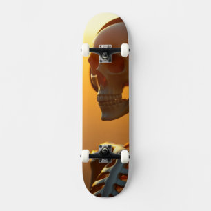 Skate esqueleto com fones de ouvido
