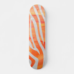 Skate Estampa Laranja e Branco de Zebra