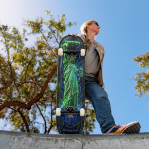 Skate Estátua da Liberdade - Neon Verde e Neon Azul Escu