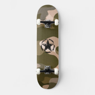 Skate Estêncil Estrelado Vintage na Camouflage
