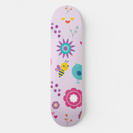 Skate Estética Retro Y2K Fofa de Pássaros e Abelhas Dive