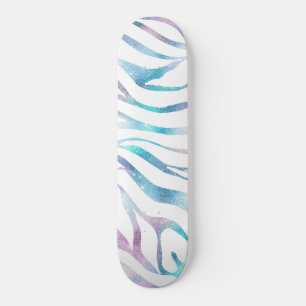 Skate Estilha Escrita em Zebra Moderna Glam Azul Roxo