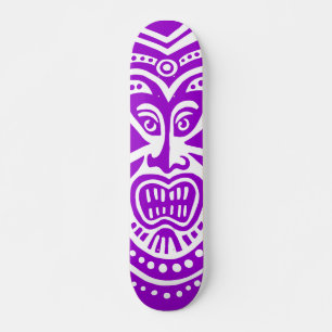 Skate Estilo de Máscara de Tiki - Roxo na Madeira (Retro