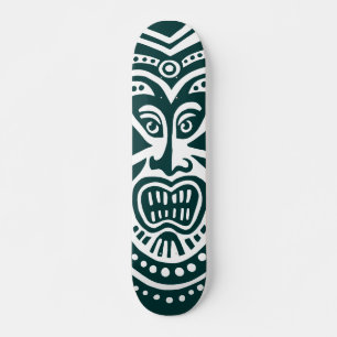 Skate Estilo de Máscara Tiki - Verde Escuro em Branco (