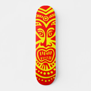 Skate Estilo de Máscara Tiki - Vermelho em Amarelo