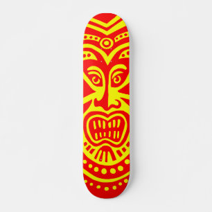 Skate Estilo de Máscara Tiki - Vermelho em Amarelo (Ret