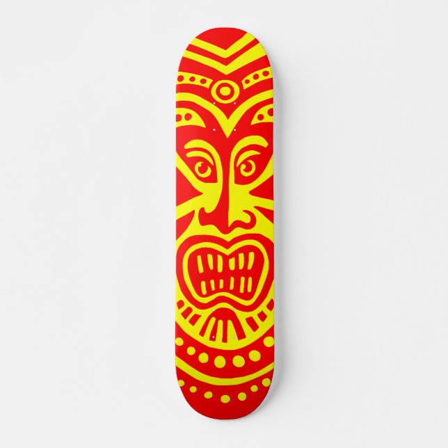 Skate Estilo de Máscara Tiki - Vermelho em Amarelo (Retr (Frente)