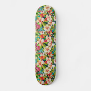 Skate Estilo de Pintura a Óleo Floral Tropical