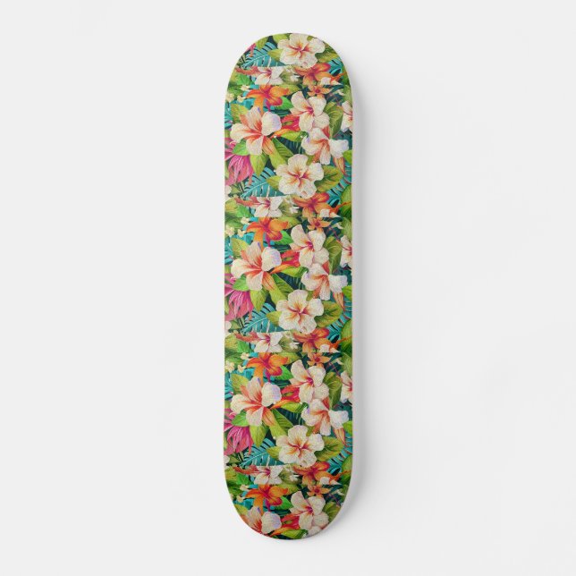 Skate Estilo de Pintura a Óleo Floral Tropical (Frente)