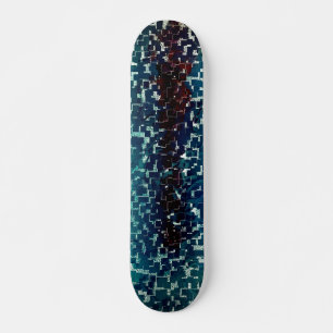 Skate Estilo mosaico azul néon sobre vidro martelado ásp