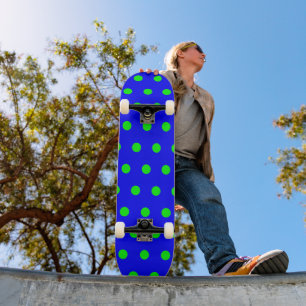 Skate Estilo Retroativo Azul e Bolinhas Verde limão