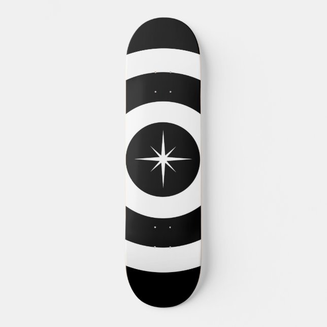Skate Estrela e ondas a preto e branco (Frente)