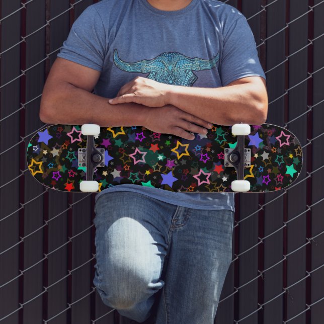 Skate Estrelas Coloridas Pretas  (Ao ar livre 3)