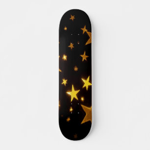 Skate Estrelas Douradas Brilhantes no Design Noturno Pre