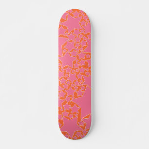 Skate Estrelas, Estrelas, Estrelas em Rosa e Laranja