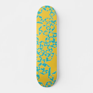 Skate Estrelas, Estrelas, Estrelas em Turquesa e Amarelo