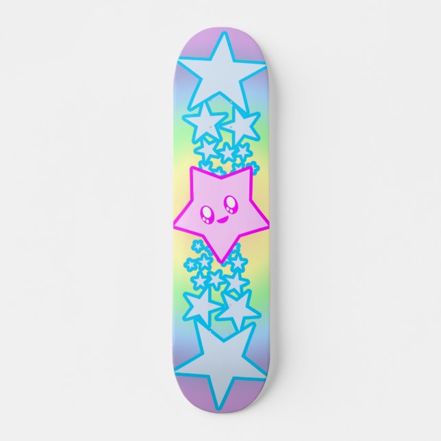 Skate Estrelas Felizes do Rave Kawaii (Frente)