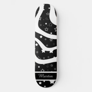 Skate Estrelas pretas e brancas em linhas nome personali