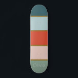 Skate Estripado com retro<br><div class="desc">Retro inspirou design com faixa vertical em tons de lacre e sábio com laranja,  cor-de-rosa mole e ouro. Totalmente personalizável com seu nome,  iniciais ou monograma.</div>