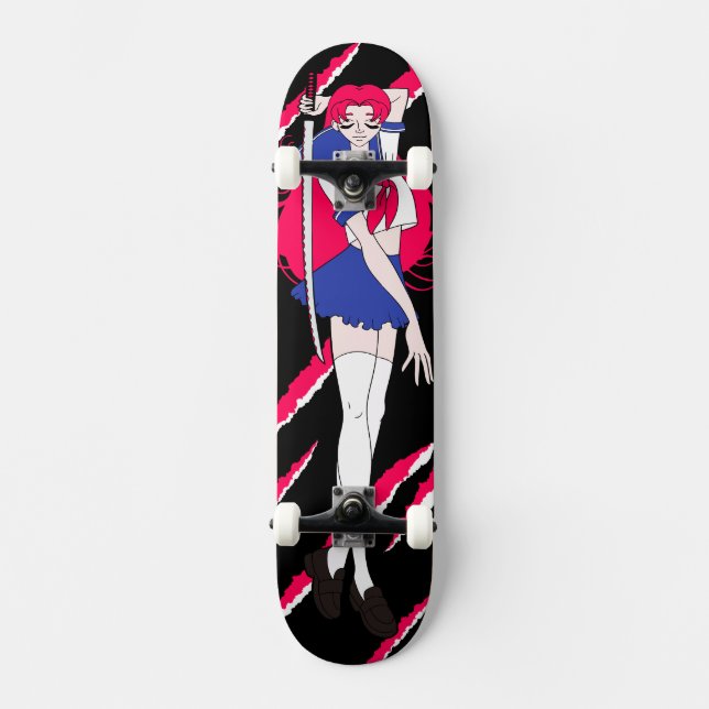 Skate Estudante Pink de Animes do Japão Atirada (Frente)
