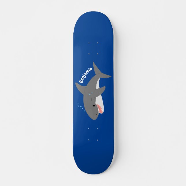 Skate Excelente de desenho animado branco de tubarão fel (Frente)