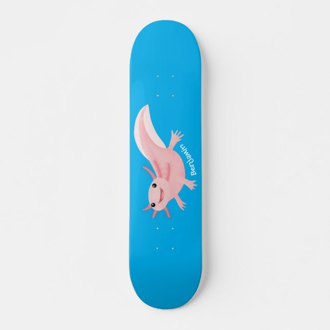 Skate Exolotl branco rosa feliz (Frente)