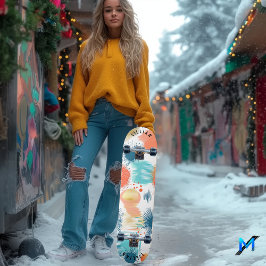 Skate Explosão de Pastel Abstrato com Arte Contemporânea