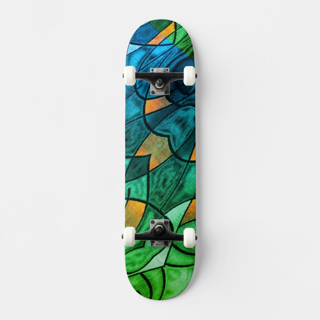 Skate Expressionismo Verde Azul (Frente)